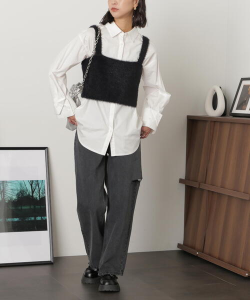 FREE'S MART（フリーズマート）の「◇シャギービスチェ（ベスト・レディース・ホワイト/ブラウン/ブラック・FREE）」の7枚目の写真