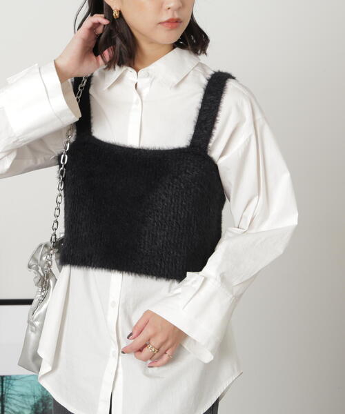 FREE'S MART（フリーズマート）の「◇シャギービスチェ（ベスト・レディース・ホワイト/ブラウン/ブラック・FREE）」の2枚目の写真