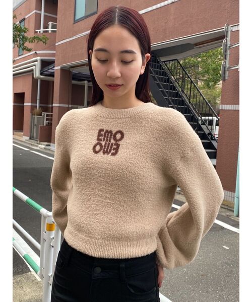 EMODA(エモダ)の「ジャガードロゴニット(ニット/セーター・レディース・ブルー/レッド/ブラック/ベージュ・FREE)」の7枚目の写真