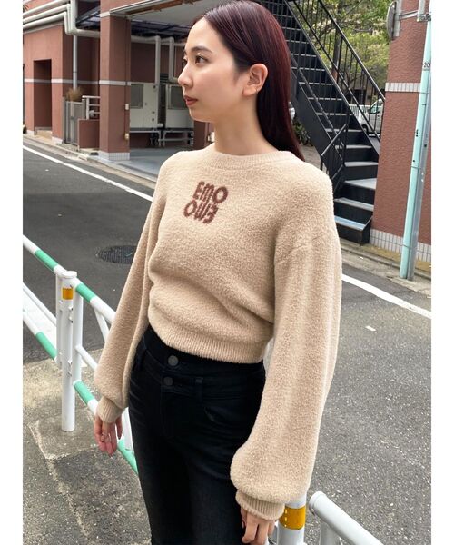 EMODA(エモダ)の「ジャガードロゴニット(ニット/セーター・レディース・ブルー/レッド/ブラック/ベージュ・FREE)」の8枚目の写真