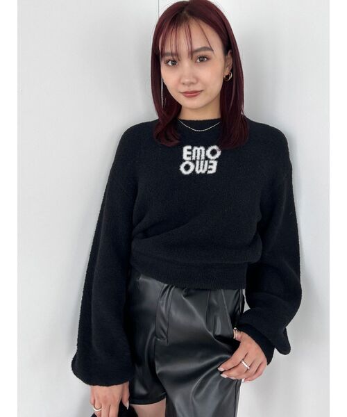 EMODA(エモダ)の「ジャガードロゴニット(ニット/セーター・レディース・ブルー/レッド/ブラック/ベージュ・FREE)」の10枚目の写真