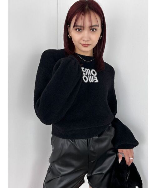 EMODA(エモダ)の「ジャガードロゴニット(ニット/セーター・レディース・ブルー/レッド/ブラック/ベージュ・FREE)」の11枚目の写真