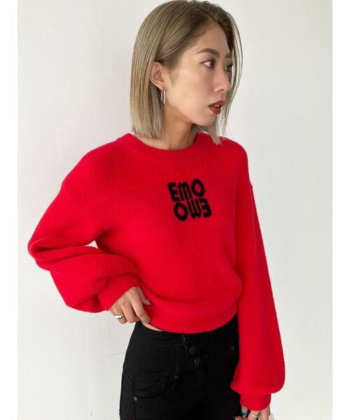 EMODA(エモダ)の「ジャガードロゴニット(ニット/セーター・レディース・ブルー/レッド/ブラック/ベージュ・FREE)」の15枚目の写真