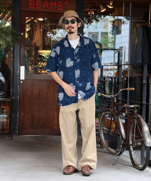 REMI RELIEF（レミレリーフ）の「REMI RELIEF × BEAMS PLUS / 別注 Cut Jacquard Aloha Shirt（シャツ/ブラウス・メンズ・ブルー・X-LARGE/LARGE/MEDIUM/SMALL）」の6枚目の写真