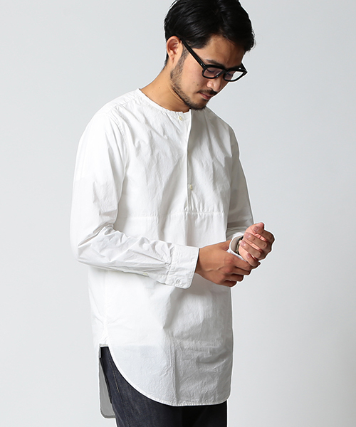 BEAMS（ビームス）の「BEAMS / プルオーバー ロング ノーカラーシャツ