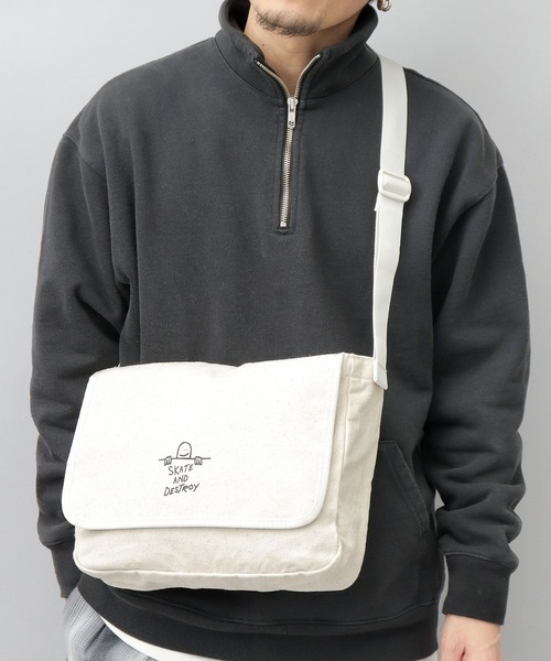 美品✨ダンヒルトラベラー メンズ キャンバス,レザー ショルダーバッグ ブラック THRASHER スラッシャー キャンバス 綿 ショルダーバッグ