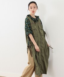 BEAMS BOY / ミリタリー サイドリボン ノースリーブ ワンピース