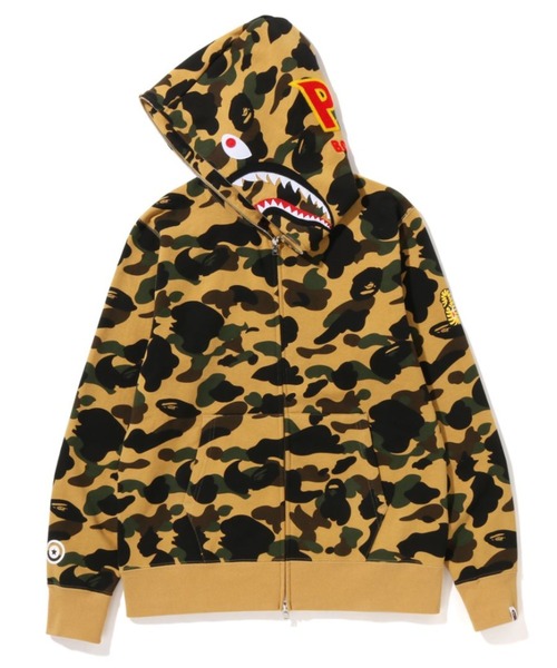 A BATHING APE（アベイシングエイプ）の「1ST CAMO 2ND SHARK FULL ZIP HOODIE（パーカー・メンズ・グリーン/イエロー・LARGE/X-LARGE/XX-LARGE/MEDIUM）」の4枚目の写真