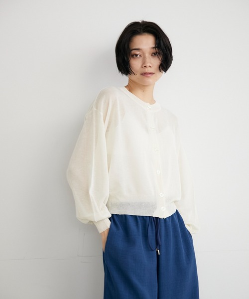 INED CLARO（イネドクラロ）の「2WAYシアーカーディガン（カーディガン/ボレロ・レディース・ブラック/ピンク/グリーン系その他/アイボリー・フリー）」の2枚目の写真