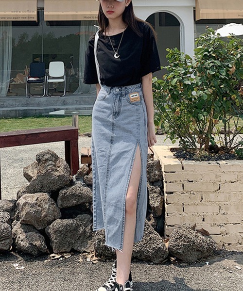Miniministore（ミニミニストア）の「スカート スリット デニムスカート 韓国（デニムスカート・レディース・サックスブルー/ブラック・S/L/M/XL）」の18枚目の写真