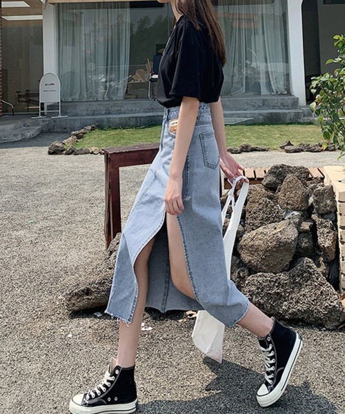 Miniministore（ミニミニストア）の「スカート スリット デニムスカート 韓国（デニムスカート・レディース・サックスブルー/ブラック・S/L/M/XL）」の19枚目の写真