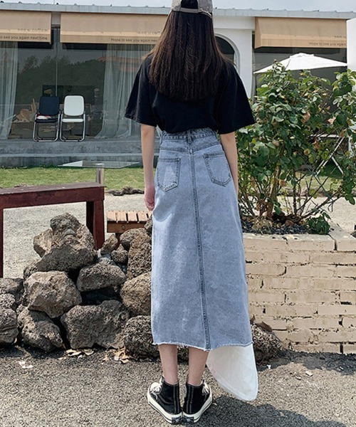 Miniministore（ミニミニストア）の「スカート スリット デニムスカート 韓国（デニムスカート・レディース・サックスブルー/ブラック・S/L/M/XL）」の20枚目の写真