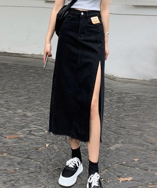 Miniministore（ミニミニストア）の「スカート スリット デニムスカート 韓国（デニムスカート・レディース・サックスブルー/ブラック・S/L/M/XL）」の21枚目の写真