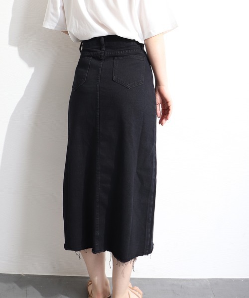Miniministore（ミニミニストア）の「スカート スリット デニムスカート 韓国（デニムスカート・レディース・サックスブルー/ブラック・S/L/M/XL）」の7枚目の写真