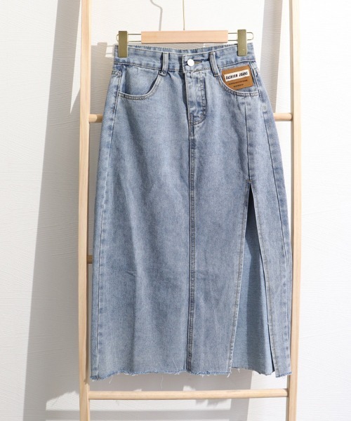 Miniministore（ミニミニストア）の「スカート スリット デニムスカート 韓国（デニムスカート・レディース・サックスブルー/ブラック・S/L/M/XL）」の8枚目の写真