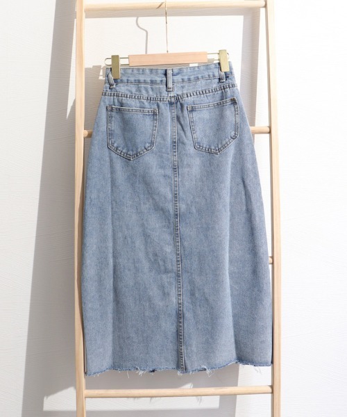Miniministore（ミニミニストア）の「スカート スリット デニムスカート 韓国（デニムスカート・レディース・サックスブルー/ブラック・S/L/M/XL）」の9枚目の写真