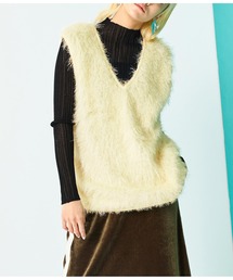 Settimissimo | スパーリングシャギー Vネック 2WAYジレ ベスト(ベスト)