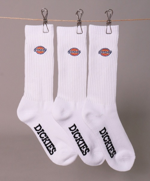 Dickies(ディッキーズ)の「(GA)【Dickies】【3足セット】ブランドロゴマーク クルーソックス(ソックス/靴下・メンズ・ブラック/オフホワイト/ホワイト・23-25cm/25-27CM)」の1枚目の写真