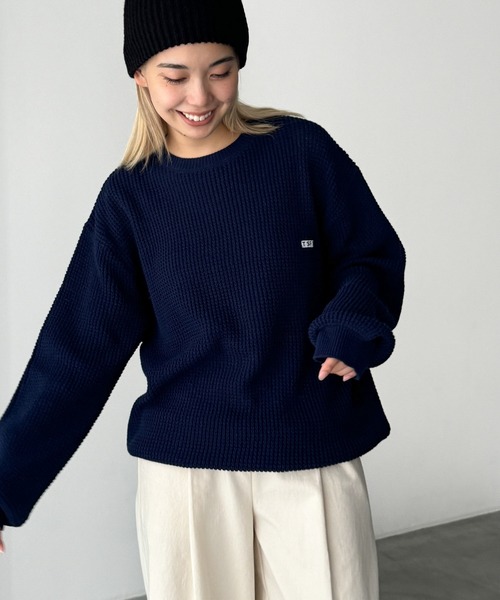 CANAL JEAN（キャナルジーン）の「choice_cnl　サーマルクルーネックニット（ニット/セーター・レディース・ベージュ/ネイビー/グレー・ONE SIZE）」の3枚目の写真