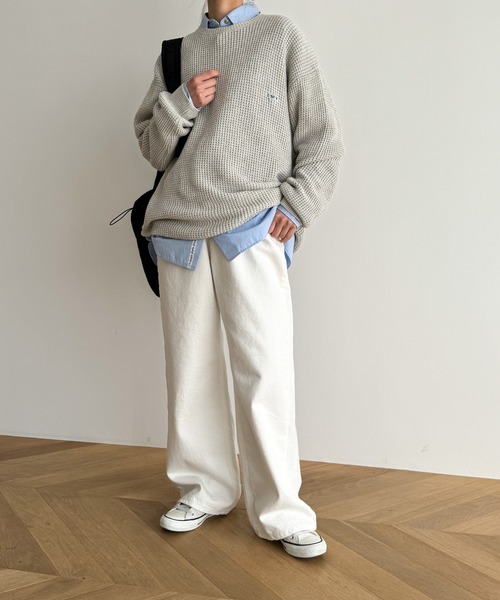 CANAL JEAN（キャナルジーン）の「choice_cnl　サーマルクルーネックニット（ニット/セーター・レディース・ベージュ/ネイビー/グレー・ONE SIZE）」の14枚目の写真