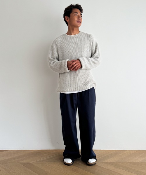 CANAL JEAN（キャナルジーン）の「choice_cnl　サーマルクルーネックニット（ニット/セーター・レディース・ベージュ/ネイビー/グレー・ONE SIZE）」の6枚目の写真