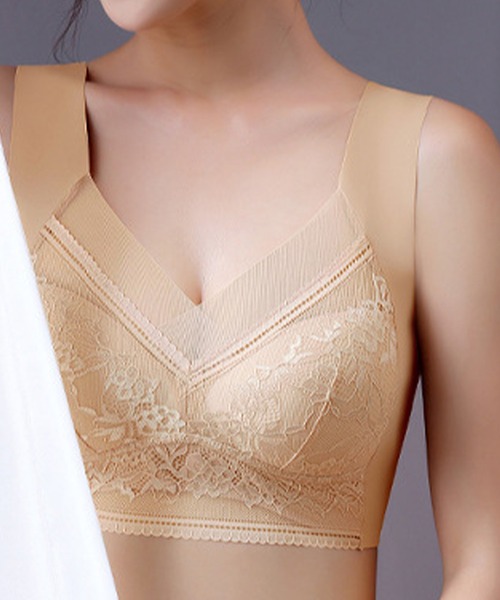 Lace Ladies（レースレディース）の「レース × シアー ドッキング ノンワイヤー ブラ ナイトブラ（ナイトブラ・レディース・ピンク/ダークグレー/ベージュ/ブラック/ブルー・85/80/75/70）」の11枚目の写真