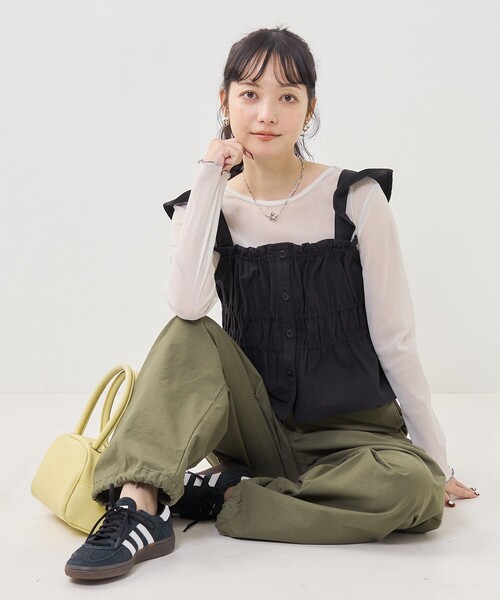 FREAK'S STORE(フリークスストア)の「ミリタリー シャーリングビスチェ(キャミソール・レディース・ブルー/ブラック/オリーブ・フリ-)」の2枚目の写真