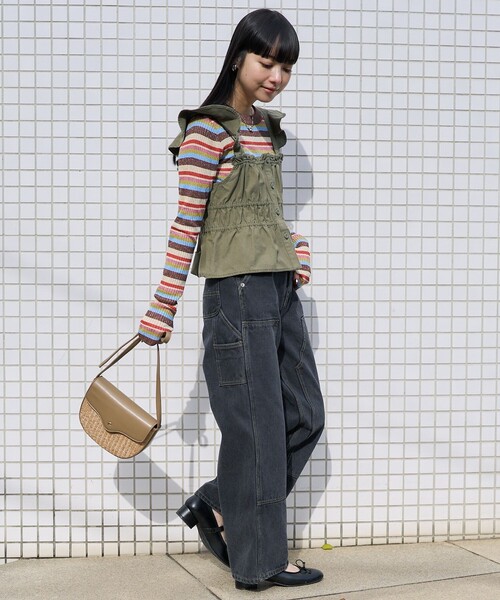 FREAK'S STORE(フリークスストア)の「ミリタリー シャーリングビスチェ(キャミソール・レディース・ブルー/ブラック/オリーブ・フリ-)」の5枚目の写真
