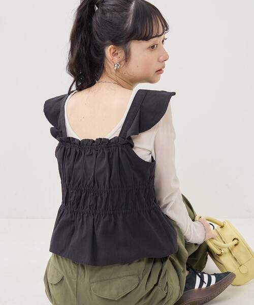 セール】ミリタリー シャーリングビスチェ（キャミソール