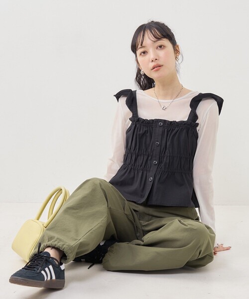 FREAK'S STORE(フリークスストア)の「ミリタリー シャーリングビスチェ(キャミソール・レディース・ブルー/ブラック/オリーブ・フリ-)」の11枚目の写真