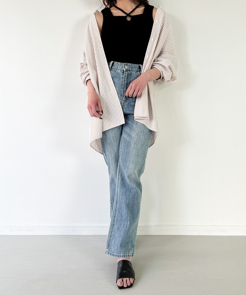 JUNOAH（ジュノア）の「クロスネックリブタンクトップ（タンクトップ・レディース・グレイッシュベージュ/ブラック/ブラウン/ホワイト・X-LARGE/LARGE/MEDIUM）」の7枚目の写真