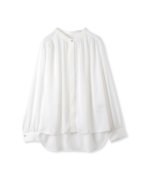 ketty(ケティ)の「【大HIT定番】シャドーストライプバンドカラーブラウス ≪洗濯機で洗える≫(シャツ/ブラウス・レディース・オフホワイト/ブラック/ピンク/ライトグレー/ベージュ/パープル・M)」の2枚目の写真