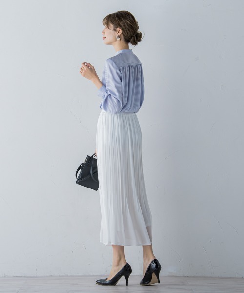 ketty(ケティ)の「【大HIT定番】シャドーストライプバンドカラーブラウス ≪洗濯機で洗える≫(シャツ/ブラウス・レディース・オフホワイト/ブラック/ピンク/ライトグレー/ベージュ/パープル・M)」の16枚目の写真
