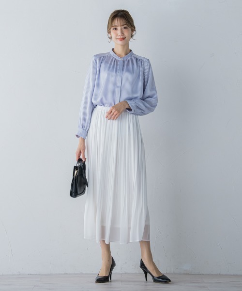 ketty(ケティ)の「【大HIT定番】シャドーストライプバンドカラーブラウス ≪洗濯機で洗える≫(シャツ/ブラウス・レディース・オフホワイト/ブラック/ピンク/ライトグレー/ベージュ/パープル・M)」の14枚目の写真