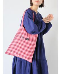 ehka sopo | ギンガムロゴプリントトートバッグ(ハンドバッグ)