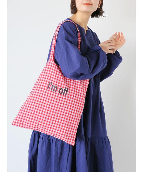 ehka sopo(エヘカソポ)の「ギンガムロゴプリントトートバッグ(ハンドバッグ・レディース・レッド/ブルー/ブラック・F)」の3枚目の写真