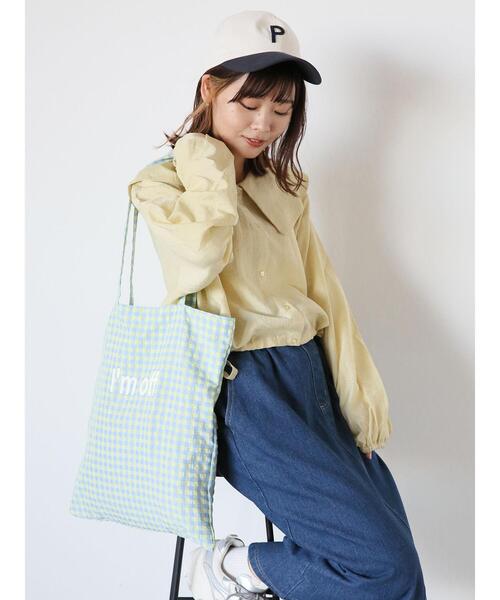 ehka sopo(エヘカソポ)の「ギンガムロゴプリントトートバッグ(ハンドバッグ・レディース・レッド/ブルー/ブラック・F)」の12枚目の写真