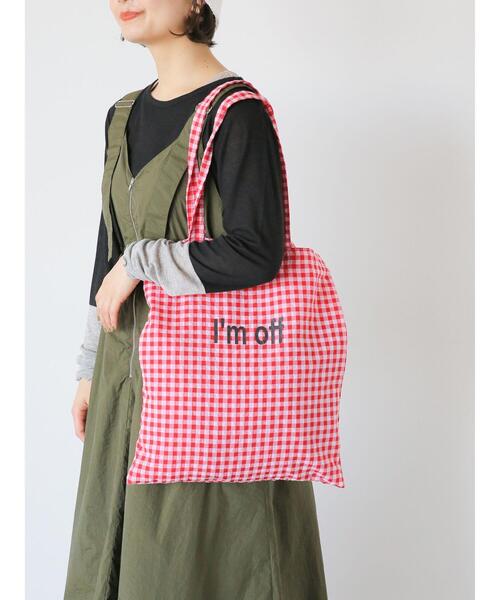 ehka sopo(エヘカソポ)の「ギンガムロゴプリントトートバッグ(ハンドバッグ・レディース・レッド/ブルー/ブラック・F)」の9枚目の写真