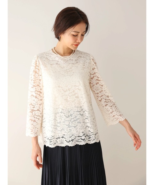 ef-de（エフデ）の「ef-de　レースクルーネックブラウス（シャツ/ブラウス・レディース・アイボリー/ダークネイビー・M/L）」の7枚目の写真