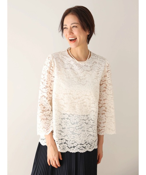 ef-de（エフデ）の「ef-de　レースクルーネックブラウス（シャツ/ブラウス・レディース・アイボリー/ダークネイビー・M/L）」の8枚目の写真