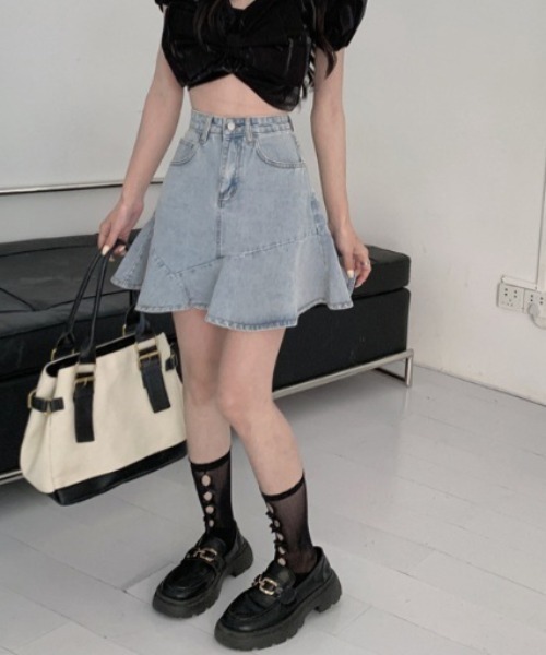 NANEA(ナネア)の「ハイウエストフレアヘムデニムスカート(デニムスカート・レディース・ブラック/ブルー・X-LARGE/MEDIUM/SMALL/LARGE)」の12枚目の写真
