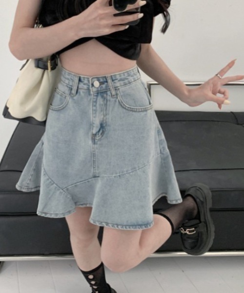 NANEA(ナネア)の「ハイウエストフレアヘムデニムスカート(デニムスカート・レディース・ブラック/ブルー・X-LARGE/MEDIUM/SMALL/LARGE)」の14枚目の写真