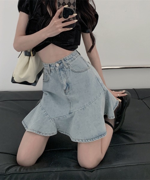 NANEA(ナネア)の「ハイウエストフレアヘムデニムスカート(デニムスカート・レディース・ブラック/ブルー・X-LARGE/MEDIUM/SMALL/LARGE)」の15枚目の写真