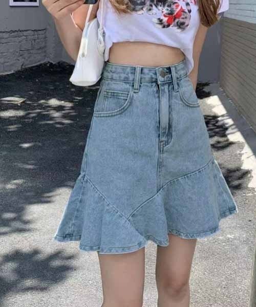 NANEA(ナネア)の「ハイウエストフレアヘムデニムスカート(デニムスカート・レディース・ブラック/ブルー・X-LARGE/MEDIUM/SMALL/LARGE)」の3枚目の写真