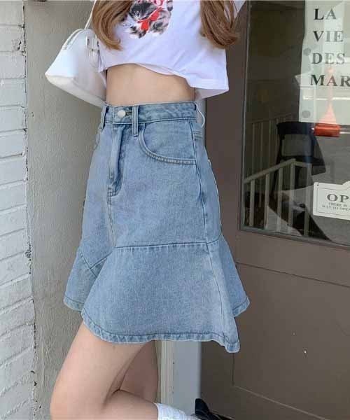 NANEA(ナネア)の「ハイウエストフレアヘムデニムスカート(デニムスカート・レディース・ブラック/ブルー・X-LARGE/MEDIUM/SMALL/LARGE)」の6枚目の写真