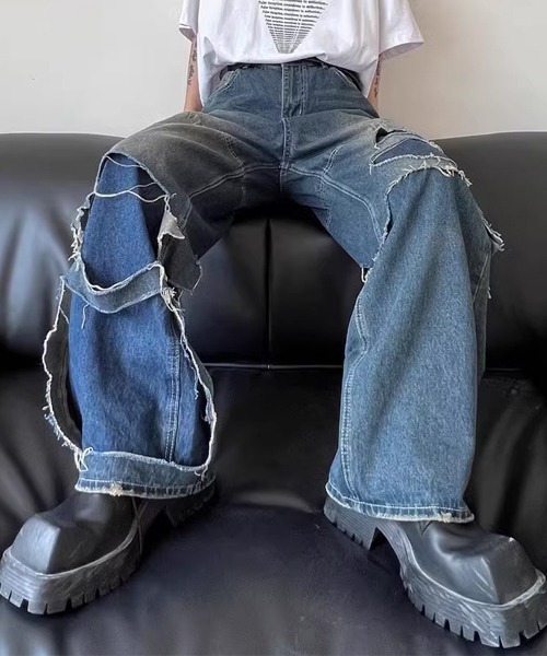 MIDNIGHT MOVE ダメージ レイヤード デニム Theater code（シアターコード）の「△damage layered denim