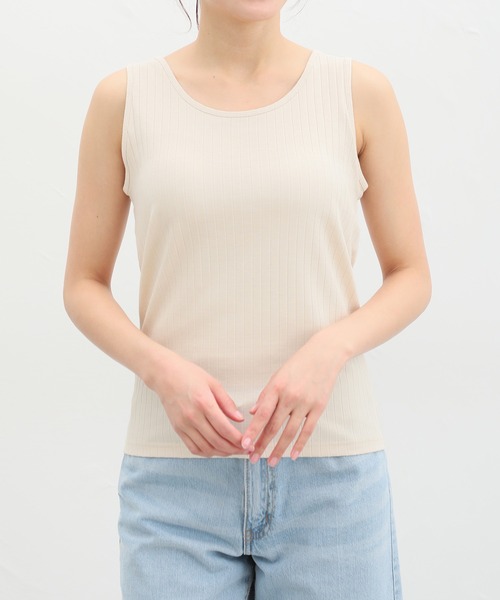 Honeys（ハニーズ）の「カップ付きタンクトップトップ（タンクトップ・レディース・オフホワイト/ライトベージュ/ブラック/ライトカーキ/モカ/ダークブルー・L/M/S/LL）」の21枚目の写真