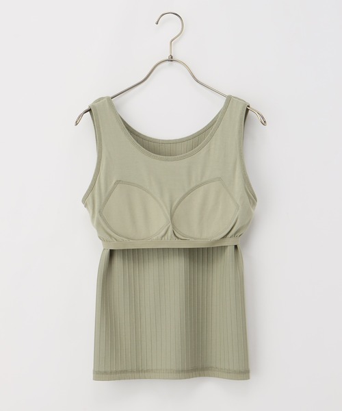 Honeys（ハニーズ）の「カップ付きタンクトップトップ（タンクトップ・レディース・オフホワイト/ライトベージュ/ブラック/ライトカーキ/モカ/ダークブルー・L/M/S/LL）」の7枚目の写真