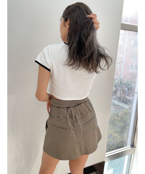 GYDA（ジェイダ）の「ウエストリブ スカートライクショートパンツ（スカート・レディース・カーキ/ブラック・FREE）」の7枚目の写真