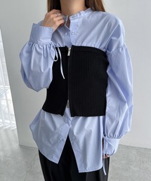 ダブルジップリブニットビスチェトップス